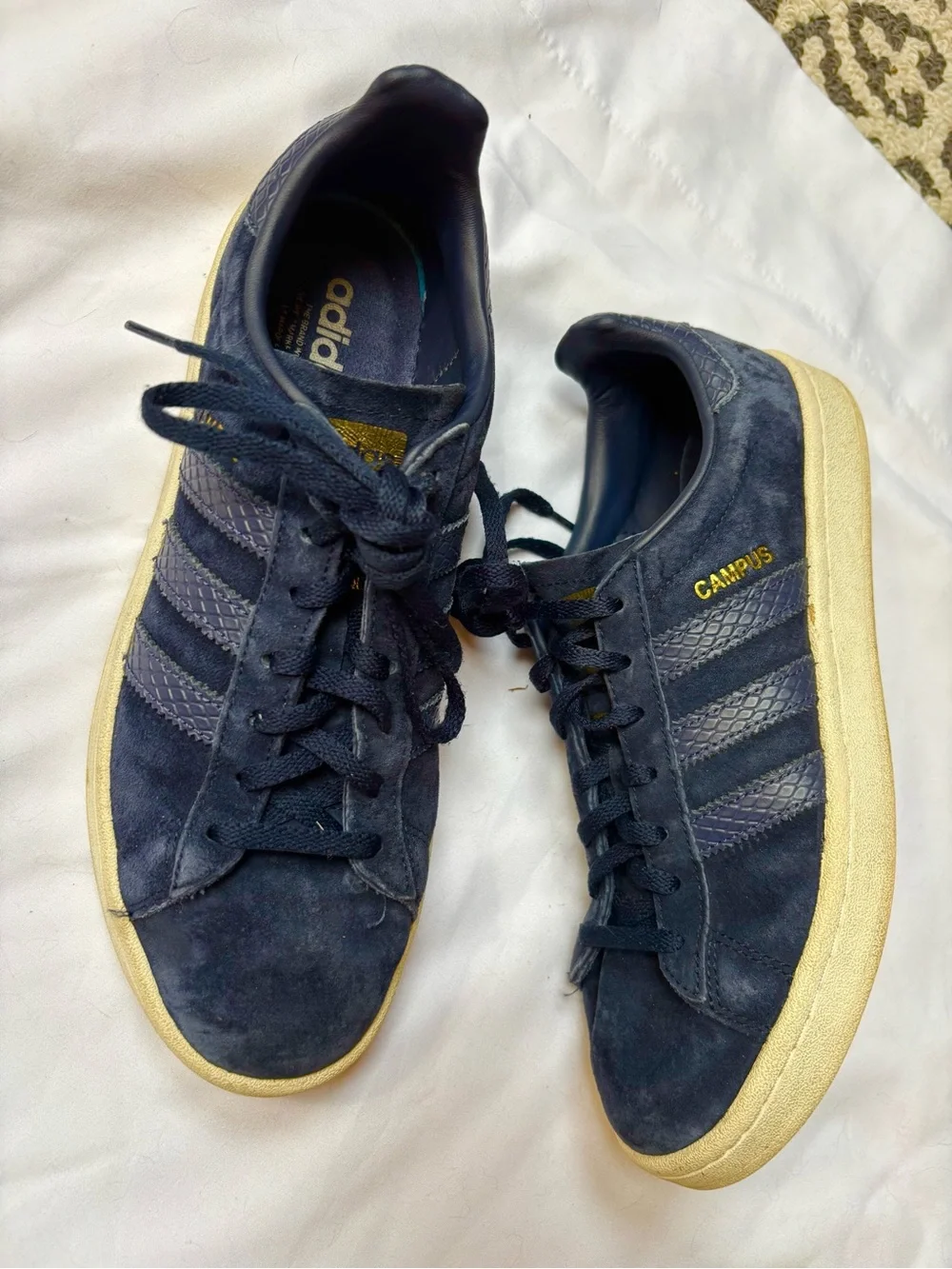 adidas Navy Suede Campus Sneakers with Cream Sole